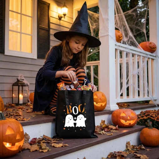 Tote bag Lovely Story Halloween black "Boo"