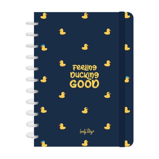 A4 lined disc notebook, 100 sheets, 100gsm, Lovely Story Duck Vibes "Feeling Ducking Good"