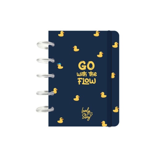 A6 lined disc notebook, 100 sheets, 100gsm, Lovely Story Duck Vibes "Go With the Flow"