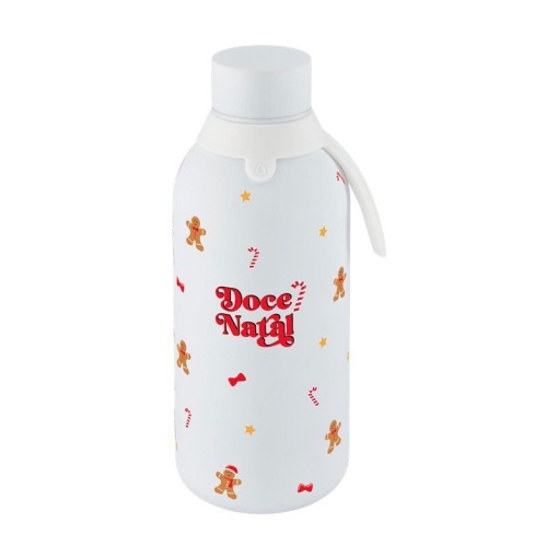 Garrafa térmica Lovely Story natal branco "Doce Natal" 500ml