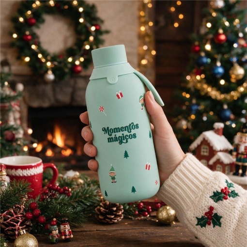 Garrafa térmica Lovely Story natal menta "Momentos mágicos" 500ml