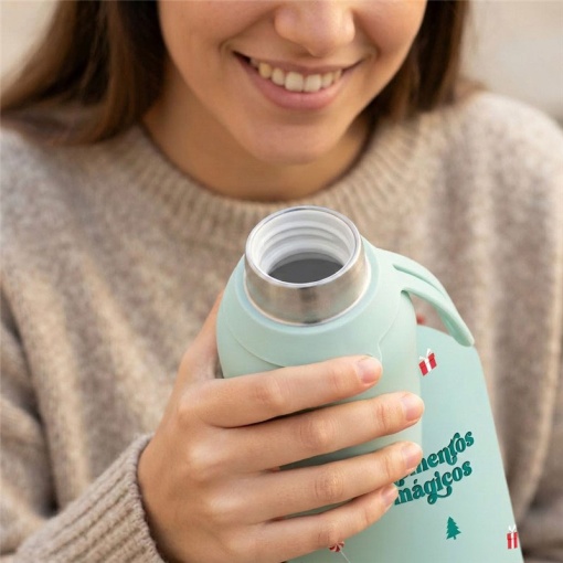 Garrafa térmica Lovely Story natal menta "Momentos mágicos" 500ml