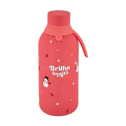 Garrafa térmica Lovely Story natal vermelho "Brilha bonito" 500ml
