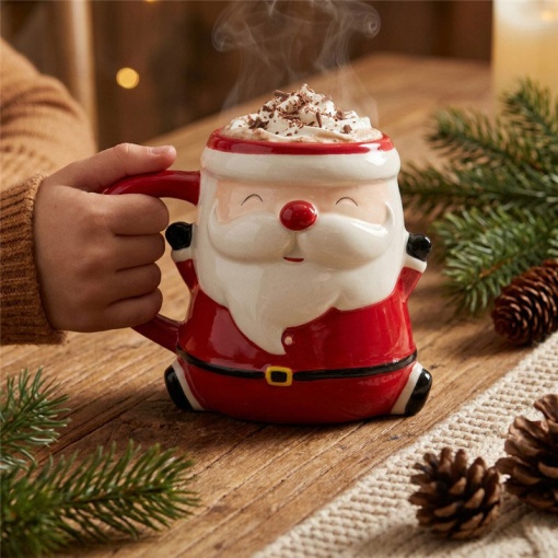 Conjunto caneca de cerâmica + óculos Lovely Story natal Pai Natal