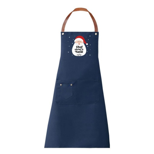 Avental Lovely Story natal azul "Chef oficial do natal"