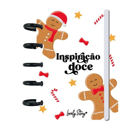 Caderno de discos A6 pautado 100 folhas 100g Lovely Story natal branco "Inspiração doce"