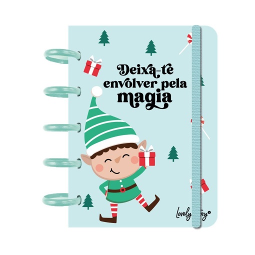 Caderno de discos A6 pautado 100 folhas 100g Lovely Story natal menta "Deixa-te envolver pela magia"