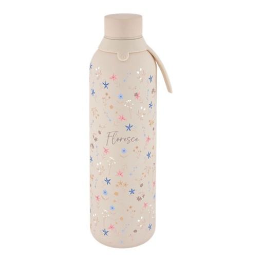 Garrafa térmica Lovely Story 750ml bege "Floresce"