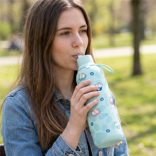 Lovely Story 750ml Mint Thermal Bottle, Cozy Whiskers