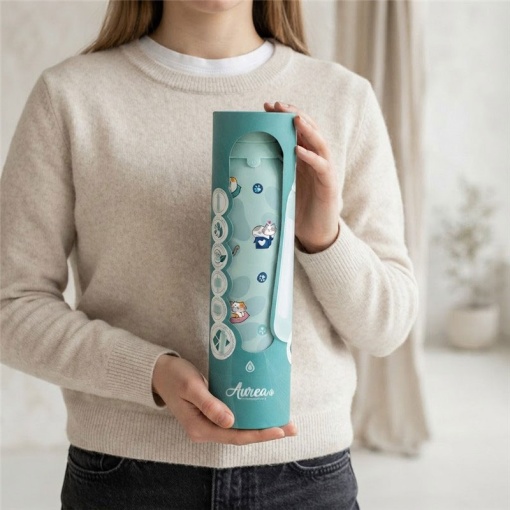 Lovely Story 750ml Mint Thermal Bottle, Cozy Whiskers