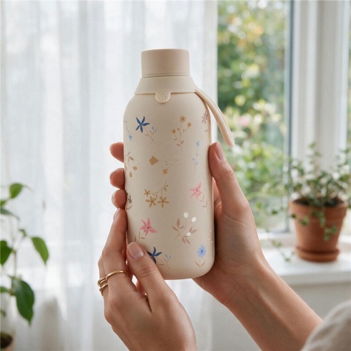 Lovely Story 500ml Beige Petal Whisper Thermos Bottle
