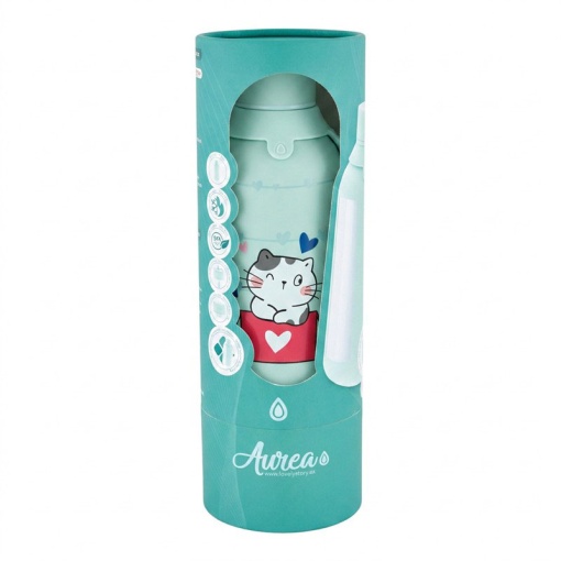 Lovely Story 500ml Mint Thermal Bottle, Cozy Whiskers