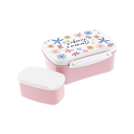 Caixa de lanche Lovely Story "Saboreia o momento" (2 unidades) rosa