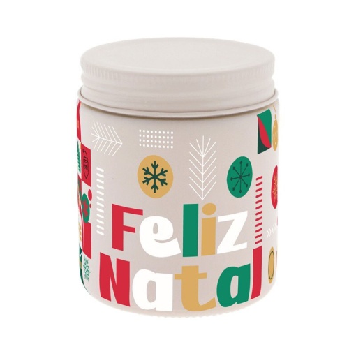 Vela aromática Lovely Story natal 160g bege "Feliz Natal"