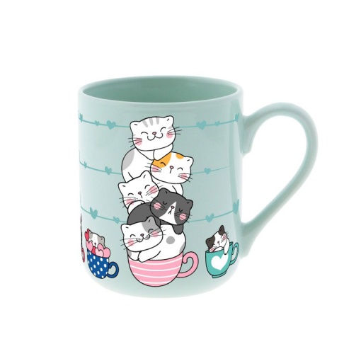 Lovely Story Mint Cozy Whiskers Ceramic Mug 330ml