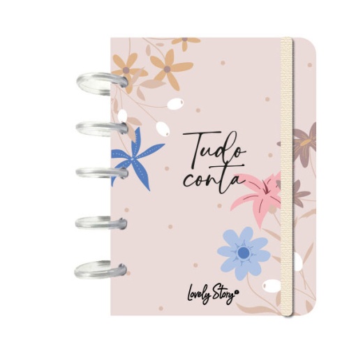 A6 lined disc notebook, 100 sheets, 100gsm, Lovely Story beige, "Everything counts"