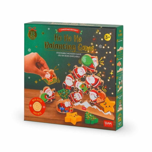 Jogo de equilíbrio de madeira Legami It's Christmas Time Ho Ho Ho Balancing Game 1