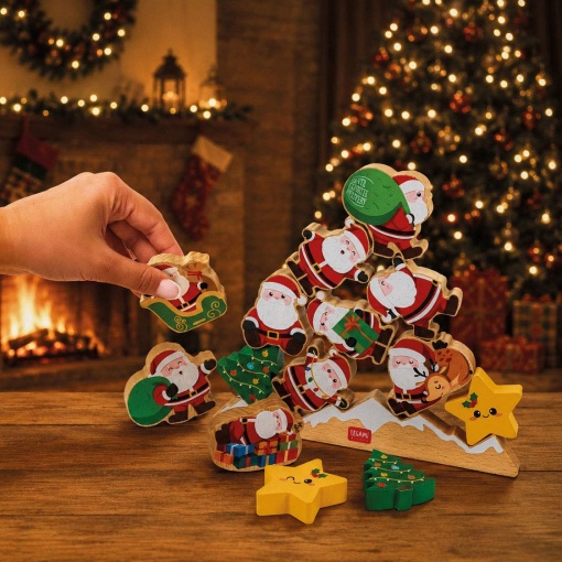 Jogo de equilíbrio de madeira Legami It's Christmas Time Ho Ho Ho Balancing Game 1