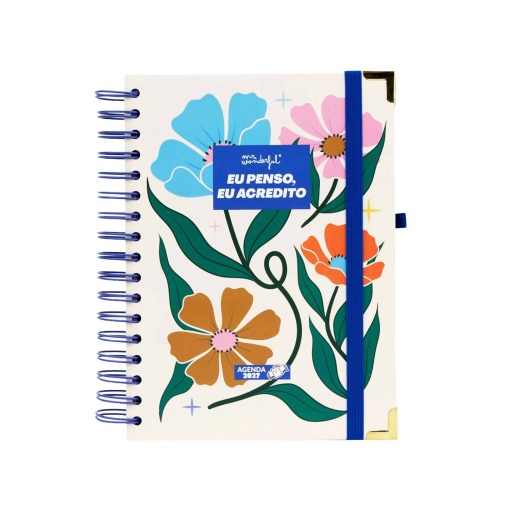 Agenda diária 180x226mm 2027 espiral Mr. Wonderful "Eu penso, eu acredito"