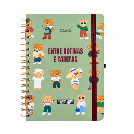 Agenda semanal 180x226mm 2027 espiral Mr. Wonderful "Entre rotinas e tarefas"