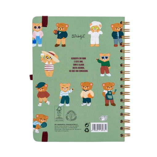 Agenda semanal 180x226mm 2027 espiral Mr. Wonderful "Entre rotinas e tarefas"