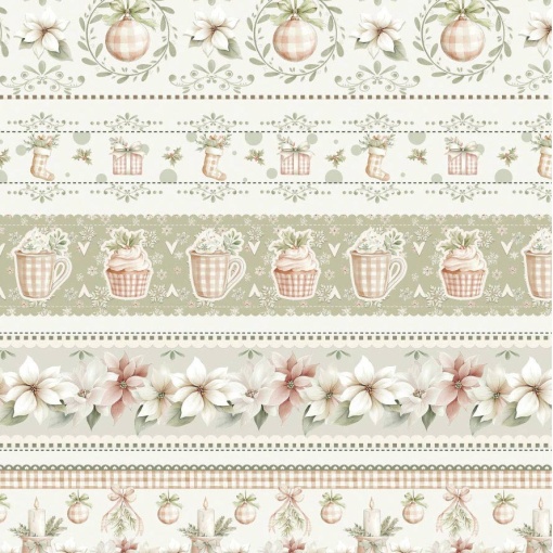 Tecido Fuxicos e Fricotes Natal Vintage barrado 1x1,50m
