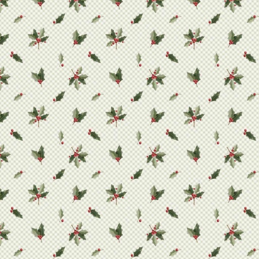 Tecido Fuxicos e Fricotes Natal Feliz mini azevinhas 1x1,50m