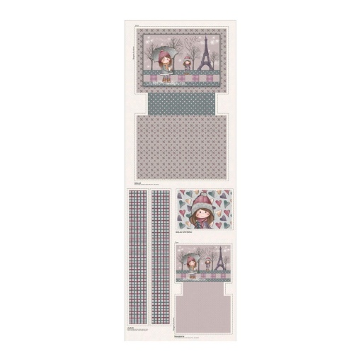 Tecido Fuxicos e Fricotes Inverno em Paris painel bolsa e necessaire 50x150cm