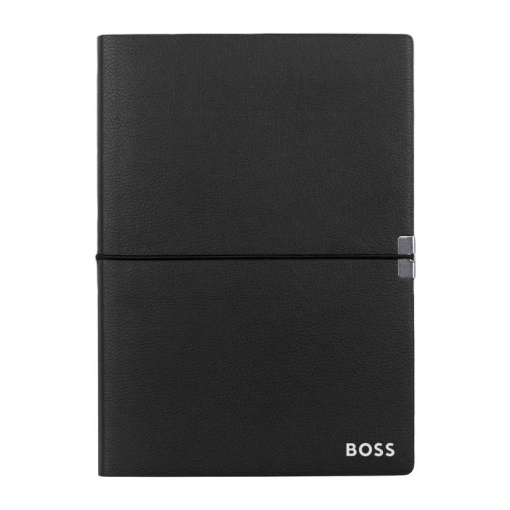 Caderno A5 liso Hugo Boss Elegance Storyline 80 folhas 100g preto com elástico