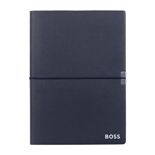 Caderno A5 pautado Hugo Boss Elegance Storyline 80 folhas 100g azul com elástico
