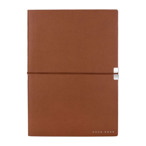 Caderno A5 pautado Hugo Boss Elegance Storyline 80 folhas 100g camel com elástico