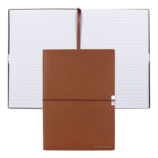 Caderno A5 pautado Hugo Boss Elegance Storyline 80 folhas 100g camel com elástico