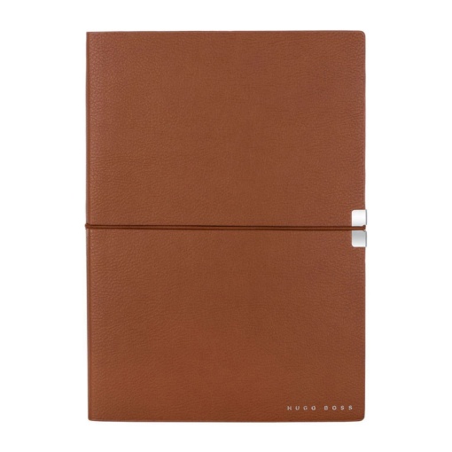 Caderno A5 liso Hugo Boss Elegance Storyline 80 folhas 100g camel com elástico