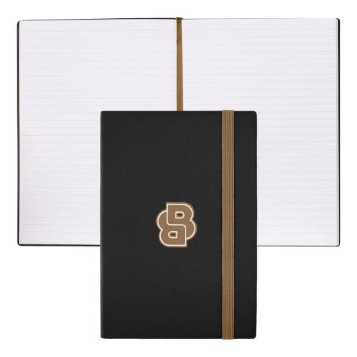 Hugo Boss Varsity A5 lined notebook, 96 sheets, 80gsm, black, with elastic closure.