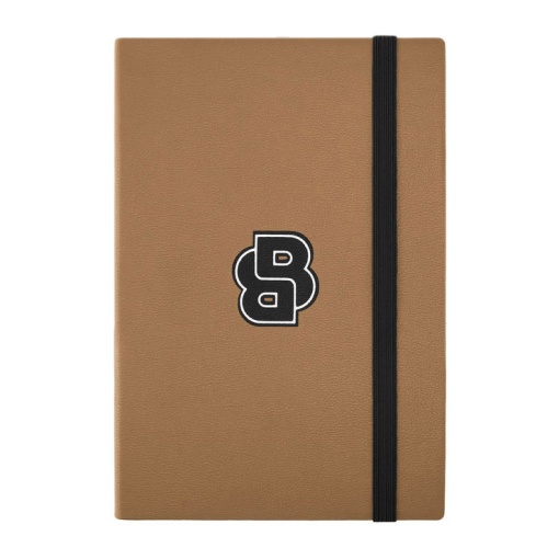 Caderno A5 pautado Hugo Boss Varsity 96 folhas 80g camel com elástico