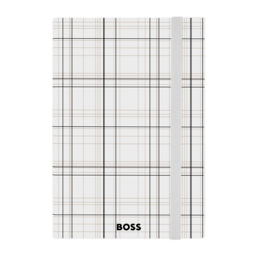 Caderno A5 pautado Hugo Boss Checkered 96 folhas 80g branco com elástico
