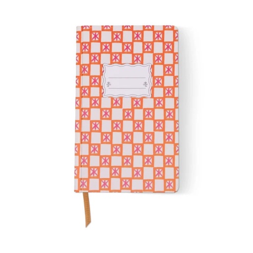 Caderno A5 pautado Design Works Tulip Check laranja