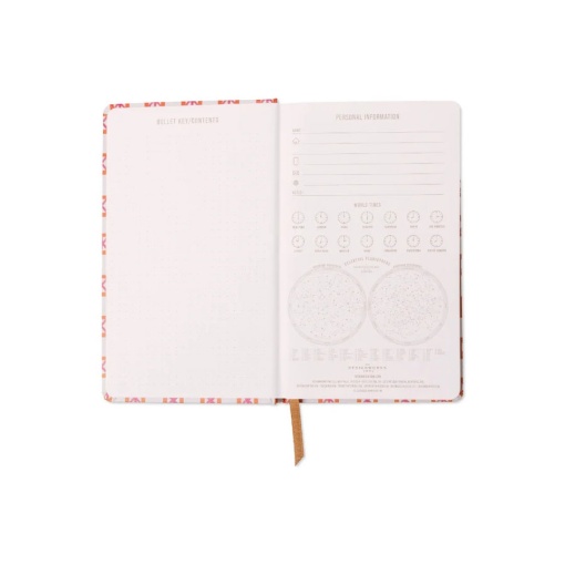 Caderno A5 pautado Design Works Tulip Check laranja