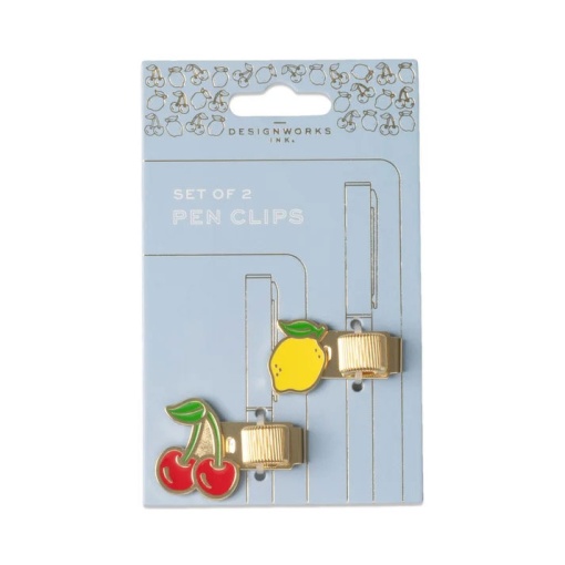 Suporte para esferográfica com clip Design Works limão e cereja (2 unidades)