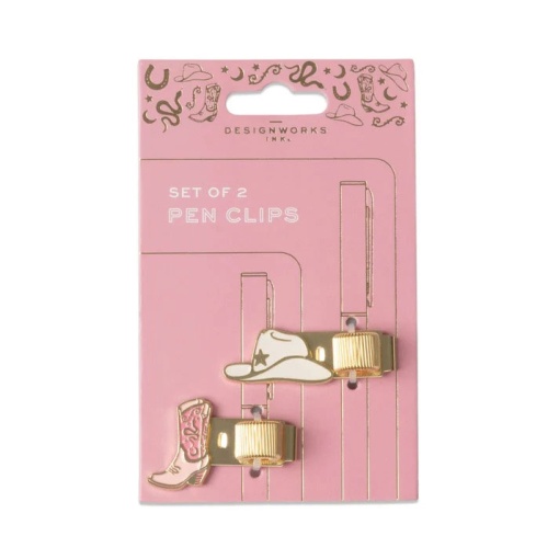 Suporte para esferográfica com clip Design Works chapéu de cowgirl e botas (2 unidades)