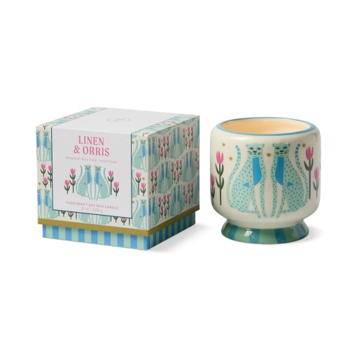 Aromatic candle in a ceramic cup, Paddywax A Dopo blue chintz, 226g