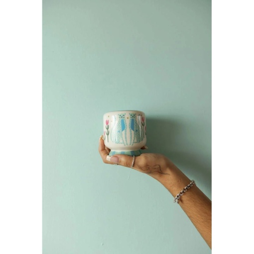 Aromatic candle in a ceramic cup, Paddywax A Dopo blue chintz, 226g