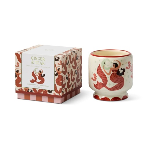 Paddywax A Dopo mermaid and moon scented candle in a ceramic cup, 226g