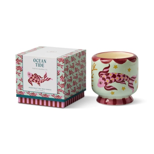 Aromatic candle in a ceramic cup, Paddywax A Dopo koi fish, 226g