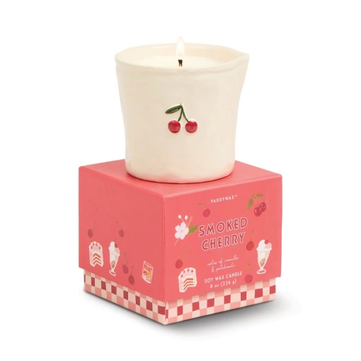 Vela aromática en taza de cerámica, aroma a cereza Paddywax Bistro, 226 g