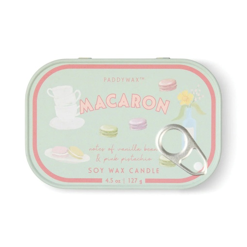 Vela aromática Paddywax Bistro con aroma a macaron en lata, 127 g