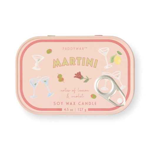 Vela aromática Paddywax Bistro Martini en lata, 127 g.