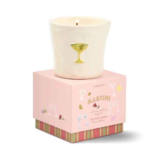 Vela aromática Paddywax Bistro Martini en taza de cerámica, 226 g.