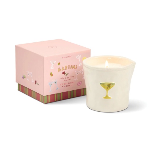 Paddywax Bistro Martini scented candle in a ceramic cup, 226g.