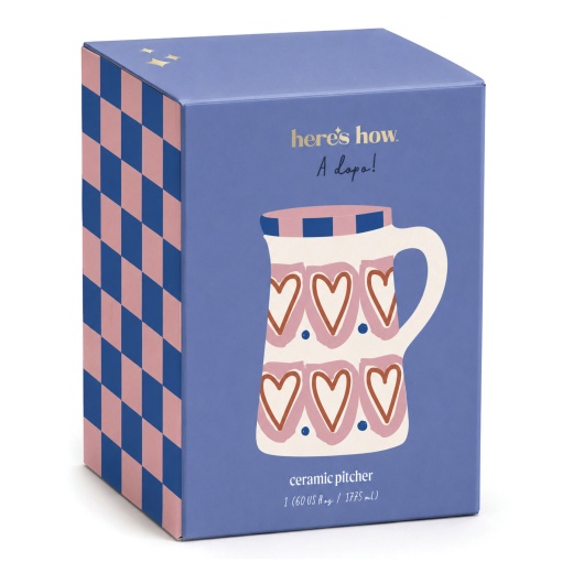 Here's How A Dopo ceramic pitcher with hearts, 1775ml